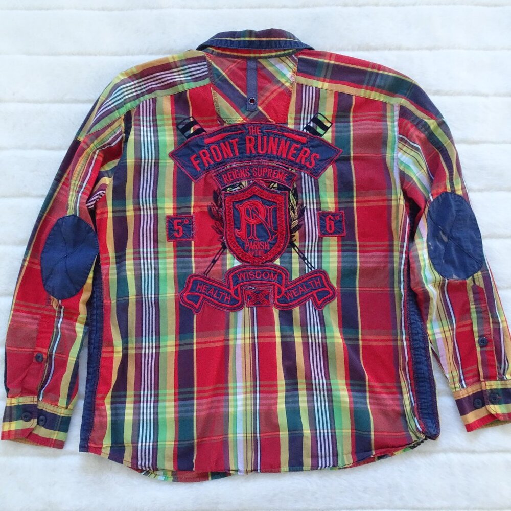 Parish Button Down Shirt Red Plaid Men's Large